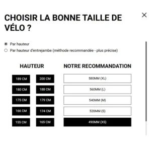 GUIDE DES TAILLES RR